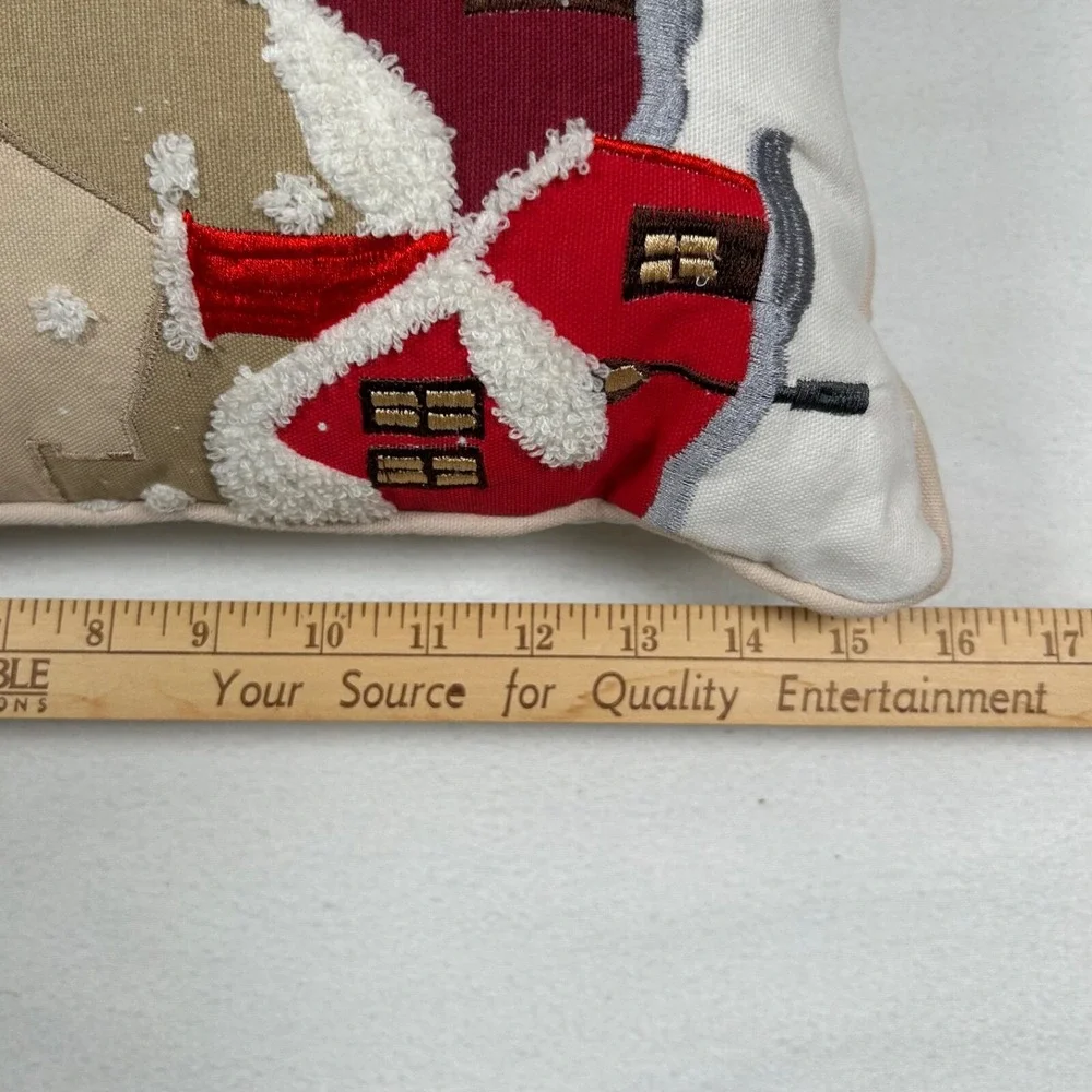 Christmas Decorative Pillow Holiday House Tree Embellished 3D Texture